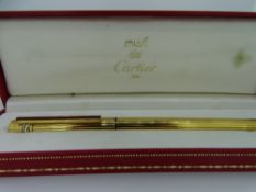 CARTIER MUST DE CARTIER TRINITY 3 ORS FOUNTAIN PEN - Vintage 1990s Fluted Gold Plated with 18ct gold