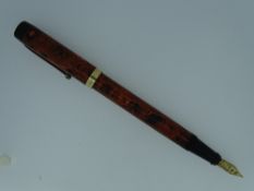 VINTAGE ONOTO 'THE PEN' No 6164 FOUNTAIN PEN - (1930s-40s) Red Ripple De La Rue with gold plated