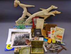 VINTAGE ONYX TRIO & MIXED COLLECTABLES including penknives, ephemera ETC