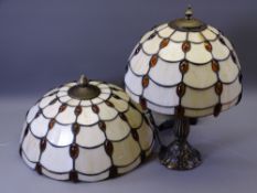 TIFFANY STYLE TABLE LAMP, 37cms tall and a matching ceiling shade, 35cms D E/T