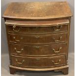 REPRODUCTION MAHOGANY BOW FRONT BACHELOR'S CHEST with top pull out brush slide over four graduated