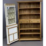 ULTRA MODERN LARGE BOOKCASE and a painted glass top corner display cabinet, the bookcase with