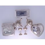 SMALL SILVER to include miniature cabinet items and three various boxes, the miniatures as two