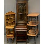 REPRODUCTION FURNITURE PARCEL, 8 items to include three copper top low tables, 37.5cms H, 89.5cms L,