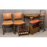 VINTAGE & LATER FURNITURE PARCEL, 6 pieces to include a half-moon hall table, two reproduction