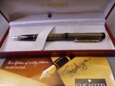 SHEAFFER TARGA REGENCY STRIPE FOUNTAIN PEN with 14ct gold nib with instruction leaflet in original