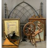 MIXED VINTAGE & LATER FURNISHINGS GROUP to include a Gothic style metal headboard, 144cms H,