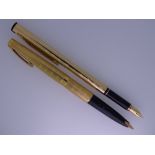 SHEAFFER - Vintage (1970s) Fine Lined Gold Plated Lady Sheaffer 927 with gold trim and 14ct gold