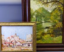 'STUART' oil on board - Middle Eastern Town scene and an indistinctly signed and dated oil on canvas