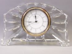 WATERFORD CRYSTAL GLASS MANTEL CLOCK, 11cms H, 17cms W