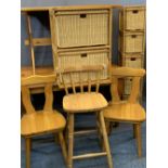 REPRODUCTION PINE FURNITURE GROUP, 7 pieces to include a rectangular top farmhouse type table on