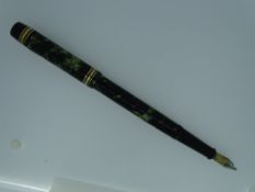 VINTAGE ONOTO 'THE PEN' No.6235 FOUNTAIN PEN - (1930s -1940s) Green Marble De La Rue with gold