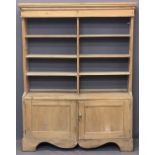 VINTAGE STRIPPED PINE KITCHEN TYPE DRESSER, neatly proportioned, the open back rack with moulded