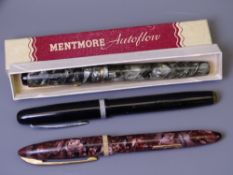 MENTMORE - Vintage (1940s) Grey Marble Mentmore Auto-Flow fountain pen with gold plated trim and