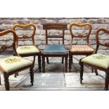 SET OF FOUR EARLY VICTORIAN DINING CHAIRS & A REGENCY DINING CHAIR, all with gadrooned legs, moulded