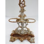 VICTORIAN COALBROOKDALE CAST IRON HALL STAND, white painted and case with fruiting vine
