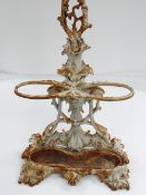 VICTORIAN COALBROOKDALE CAST IRON HALL STAND, white painted and case with fruiting vine