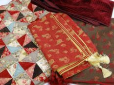 MODERN PATCHWORK-STYLE QUILT & THREE TEXTILE THROWS, the quilt with John Lewis label 244 x 268cms (