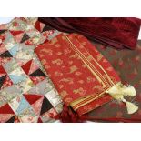 MODERN PATCHWORK-STYLE QUILT & THREE TEXTILE THROWS, the quilt with John Lewis label 244 x 268cms (