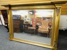 LARGE REPRODUCTION GILT OVERMANTEL MIRROR, 114 x 172cms