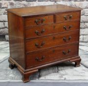 GEORGE III MAHOGANY CHEST, moulded top above arrangement of two short and three long drawers, ogee