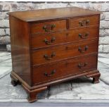 GEORGE III MAHOGANY CHEST, moulded top above arrangement of two short and three long drawers, ogee