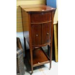 EDWARDIAN MAHOGANY & BOXWOOD STRUNG SMALL CABINET with cupboards to front and back