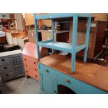 ASSORTED PAINTED FURNITURE including small bureau, pine dog kennel sideboard, armchair, trolley
