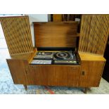 BESPOKE TEAK HI-FI CABINET fitted with Marantz amp, JVC cassette deck, Lenco turntable ETC and