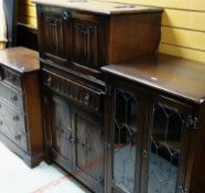 ASSORTED JAYCEE REPRODUCTION JACOBEAN-STYLE OAK FURNITURE comprising sideboard, standing corner