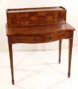 REPRODUCTION GEORGIAN-STYLE MAHOGANY BONHEUR DU JOUR, with superstructure of drawers and
