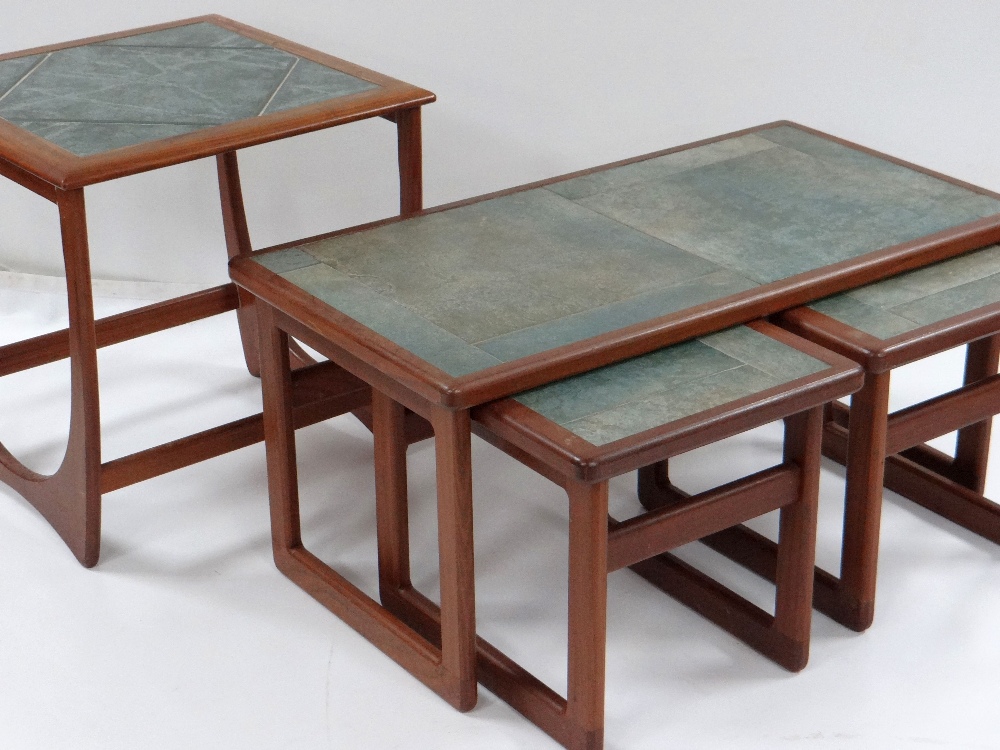 G-PLAN 'ASTRO' TILED TEAK OCCASIONAL TABLE, designed by Victor Williams, and a similar tiled nest of