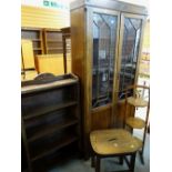 ASSORTED OAK FURNITURE including bookcase with glazed doors, small open bookcase, oak stool and
