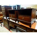 ASSORTED STAG DARK STAINED BEDROOM FURNITURE comprising dressing table and stool, two bedside