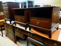 ASSORTED STAG DARK STAINED BEDROOM FURNITURE comprising dressing table and stool, two bedside