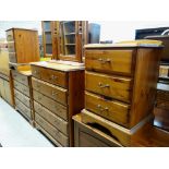 ASSORTED MODERN PINE BEDROOM FURNITURE including four chests, a blanket trunk and dressing table