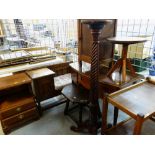 ASSORTED OCCASIONAL FURNITURE including oak telephone table / seat, bow front dressing table,