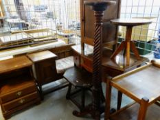 ASSORTED OCCASIONAL FURNITURE including oak telephone table / seat, bow front dressing table,