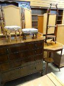 ASSORTED OCCASIONAL FURNITURE including walnut-style chest, two small footstools, octagonal