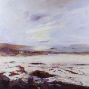 ROSEMARY TRESTINI oil on canvas - entitled verso 'Gimble Porth After a Storm', signed verso, 44 x