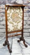 EARLY VICTORIAN ROSEWOOD FIRESCREEN, in the style of Gillows of Lancaster, with rectangular rise and