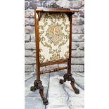 EARLY VICTORIAN ROSEWOOD FIRESCREEN, in the style of Gillows of Lancaster, with rectangular rise and