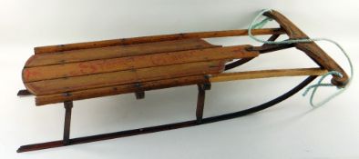 VINTAGE PINE & STEEL 'STANDARD GUIDER' TOBOGGAN, 90cms long Condition: one strut broken and