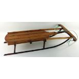 VINTAGE PINE & STEEL 'STANDARD GUIDER' TOBOGGAN, 90cms long Condition: one strut broken and