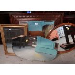 ASSORTED MIRRORS including carved oak square mirror (4)