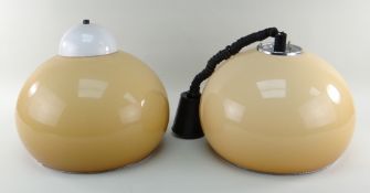 STUDIO 6G & HARVEY GUZZINI: TWO 'BUD GRANDE' MODEL 3029 CEILING LAMPS, caramel acrylic shades, one