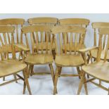 SET OF EIGHT MODERN BEECH KITCHEN CHAIRS, including two arm chairs (8)
