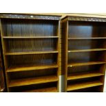 PAIR OF TALL CARVED PINE BOOKCASES, with adjustable shelves (2)