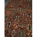 VINTAGE PERSIAN BAKTIAR VILLAGE CARPET, heavy pile wool, with compartmented design of flowers,