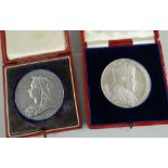 TWO SILVER COMMEMORATIVE MEDALS comprising Edward VII Coronation medal and Victoria Diamond